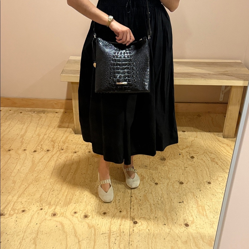 Brahmin Katie Black Croc-Embossed Crossbody Bag - Picture 7 of 8